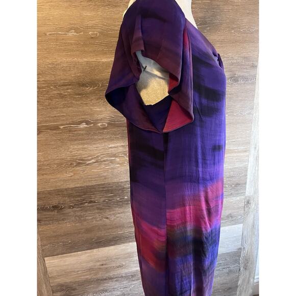 Diane Von Furstenberg Silk Spandex Dress Sz 8 Red Pink Purple Artsy Cocktail - Picture 5 of 9